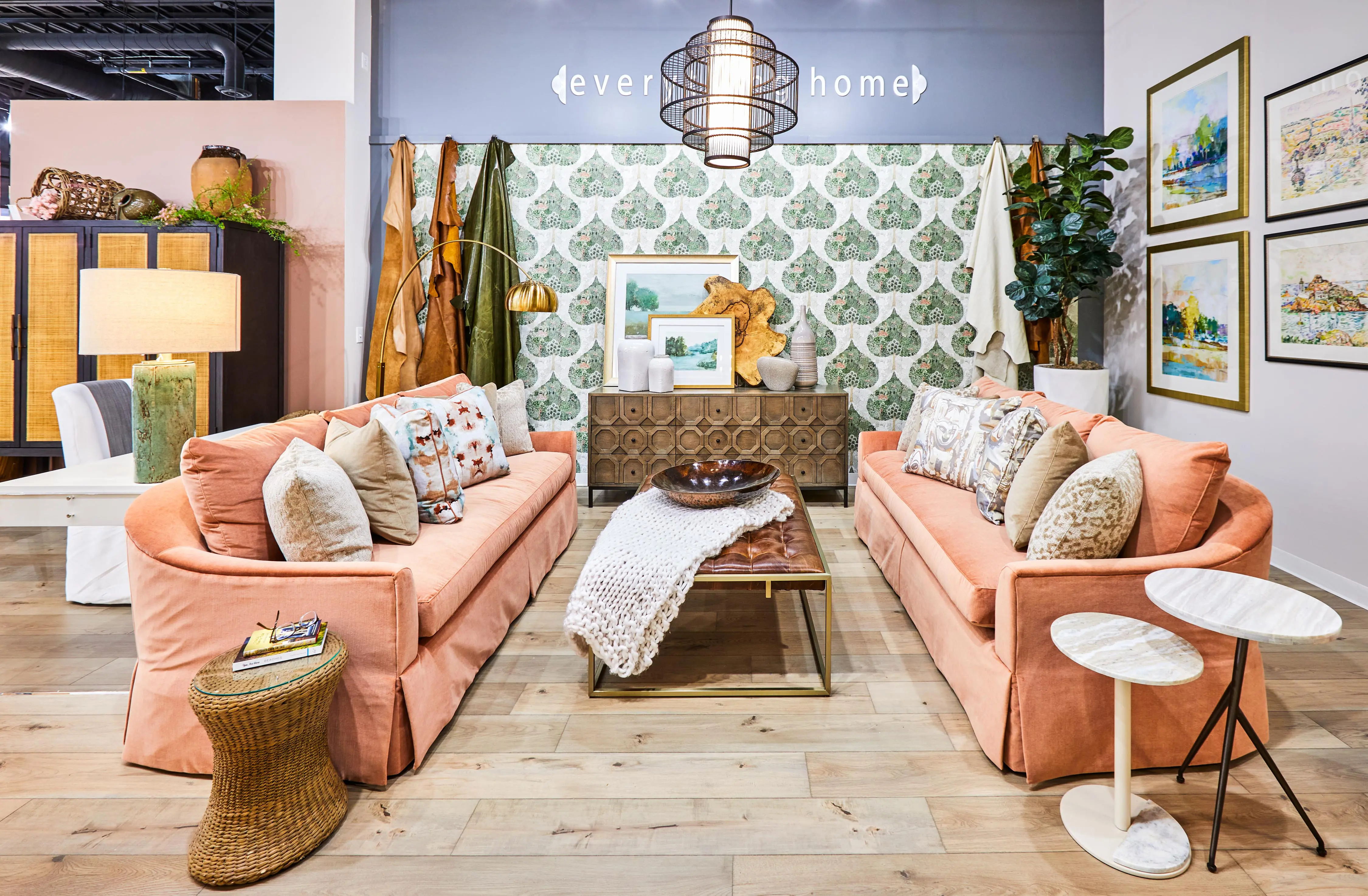 Design with Peach Color Couches